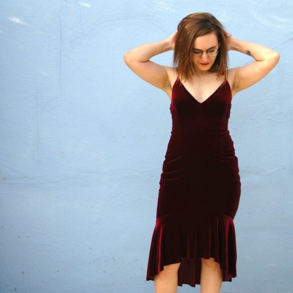 Red Velvet Mermaid Dress, Small